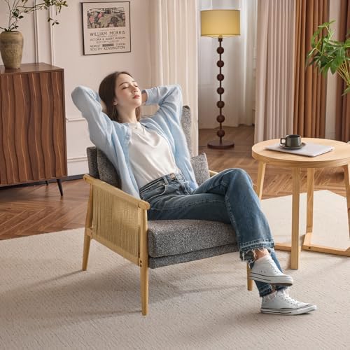 VINGLI Boho Braid Accent Armchairs Set of 2,Mid-Century Modern Chiars with So...