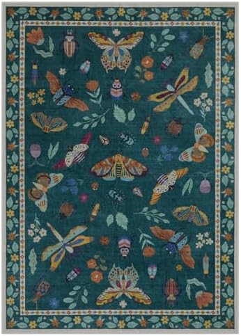 Lahome Insect 5x7 Area Rugs, Soft Bug Washable Rugs for Bedroom Living Room