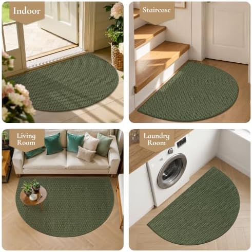 Dirt Trapper Door Mat 26" x 40", Non-Slip, Half Circle, Green