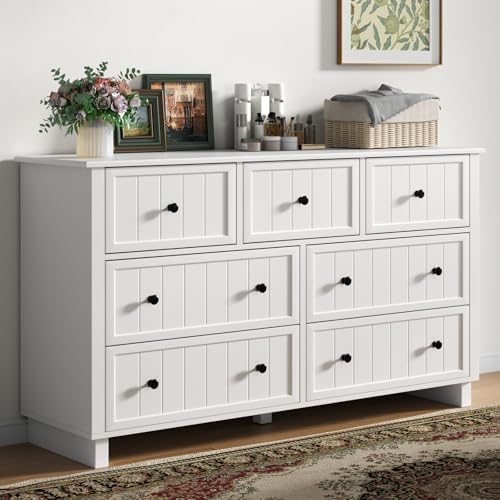 Farmhouse 10 Drawers Dresser for Bedroom, White Dresser Chest of Drawers