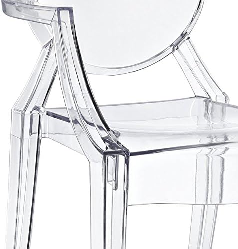 Modway Casper Modern Acrylic Stacking Kitchen and Dining Room Arm Chair in Cl...
