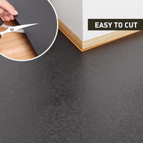 Area Floor Mat for Home, 4'×6' Black No Slip Waterproof Vinyl Area Rug