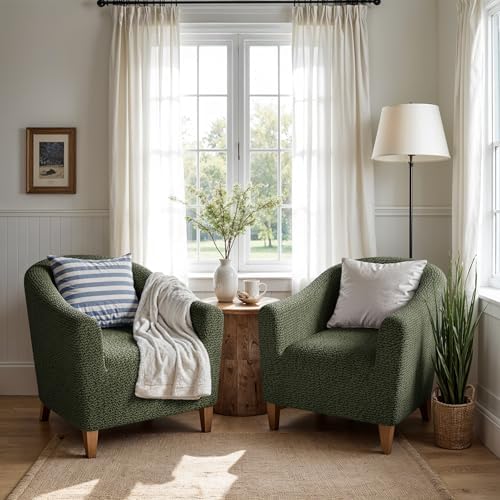 PAULATO BY GA.I.CO. Stretch Barrel Armchair Slipcover 1-Piece – Bi-Elastic Cl...
