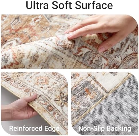 befbee 9x12 Area Rugs for Living Room, Washable Vintage Non Slip Rug