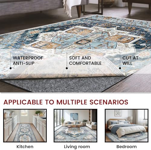 Waterproof Rug Pad, 5x8 ft Area Rug Non-Slip Carpet Pad, 1/4" Thick Non-...