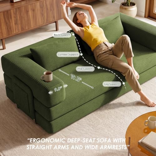 78" 5-in-1 Convertible Futon Sofa Bed, Boneless Couch for Living Room