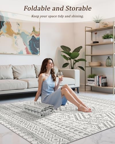 Miukiki 8x10 Area Rug for Living Room, Washable Soft Non Slip Rug Grey