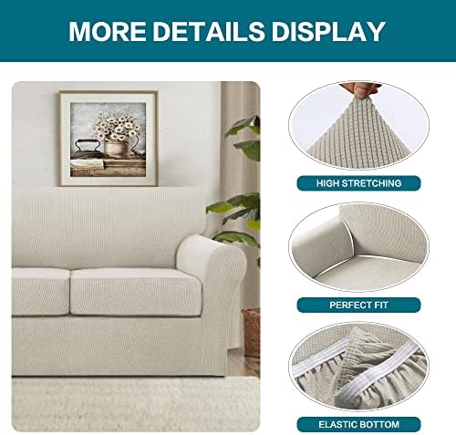 Turquoize 4 Piece Sofa Covers for 3 Cushion Couch Sofa Slipcover Soft Couch C...