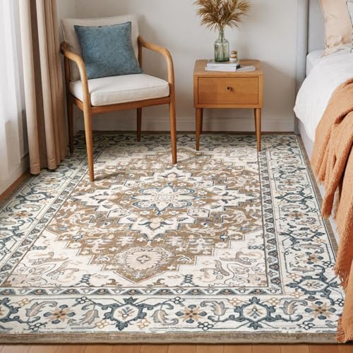 Lessymo 5x7 Area Rug for Living Room Machine Washable Super-Soft Rugs Brown