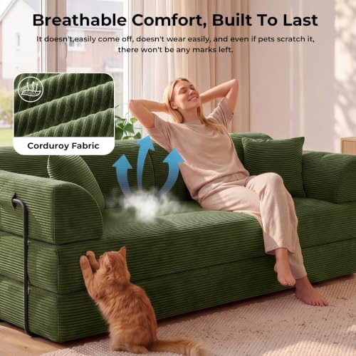 79'' Futon Sofa Bed, High‑Back Boneless Couches for Living Room