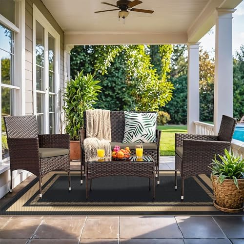 GENIMO Outdoor Rug, Waterproof Plastic Rugs for Patio, 6'x9' Mocha Brown