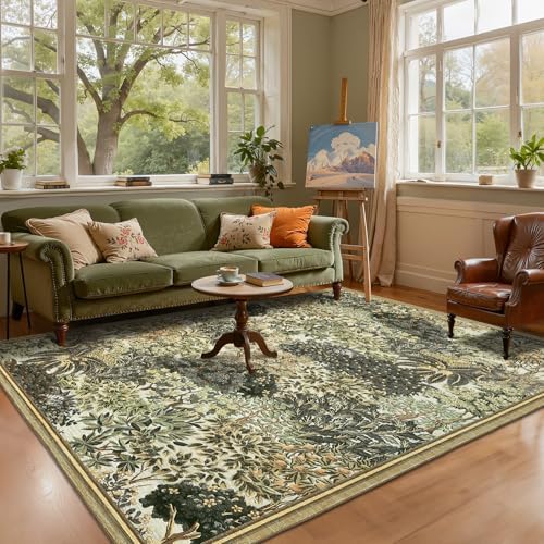 GarveeHome Forest Rug 5x7 Washable Area Rugs for Living Room, Brown Green