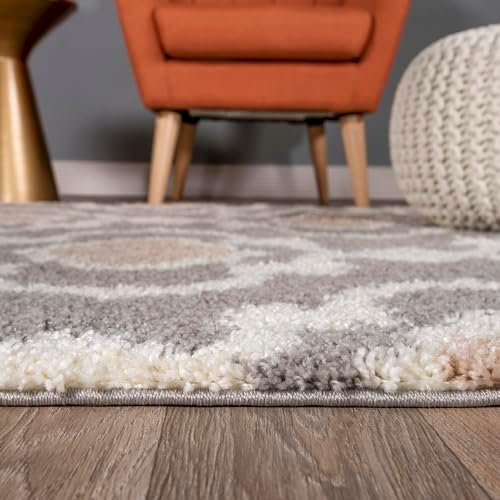 Rugshop Moroccan Trellis Shag Plush Soft Area Rug Gray 7'10" x 10'
