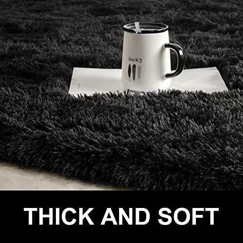 LOCHAS 8x10 Area Rugs Fluffy Living Room Carpets for Kids Bedroom, Black