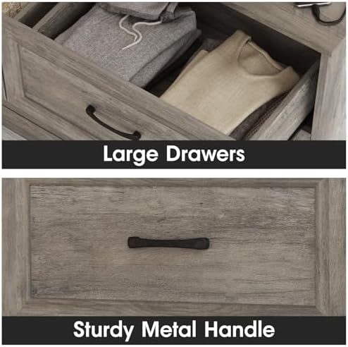 Fameill Dresser for Bedroom, 6 Drawer Wide Dresser Organizer with Charging St...