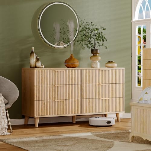 Modern Dresser and Nightstand Sets 3-Piece, 2 Nightstands 6-Drawer Dresser