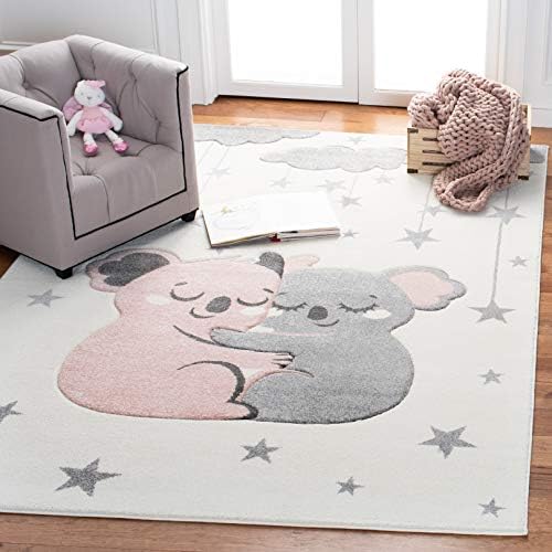 SAFAVIEH Carousel Kids Collection Area Rug - 5'3" Square, Ivory &...