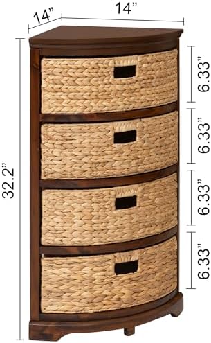 eHemco Hampton Meadows 4 Tier X-Side Corner Table Storage Cabinet, Walnut