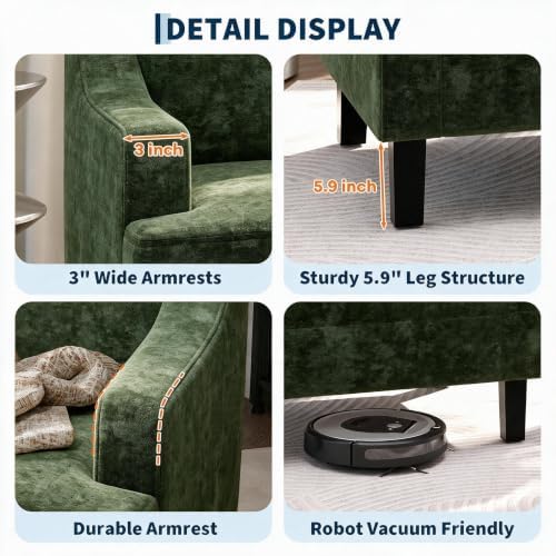 Garvee Green Comfy Accent Chair, Upholstered Armchair for Living Room