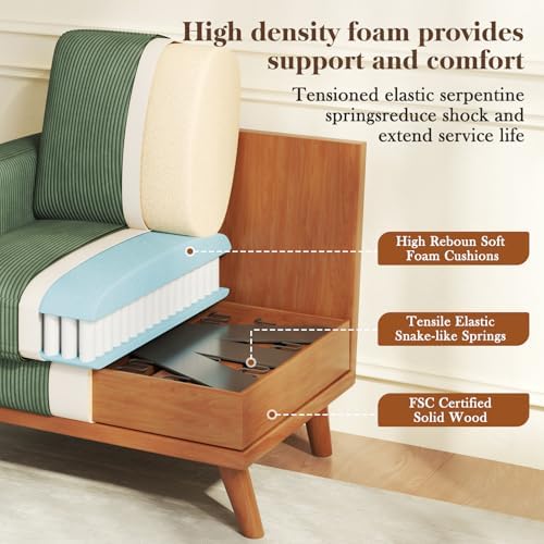 Vesgantti 38.5" Accent Chair Green, Comfy Corduroy Single Sofa Seat with...