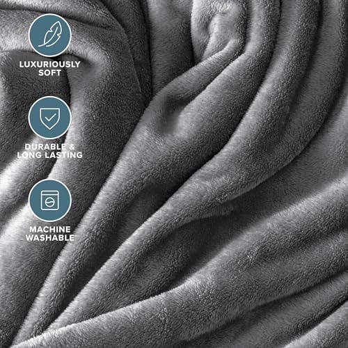 Bare Home Fleece Blanket Luxury Microplush (Twin/Twin XL, Grey)