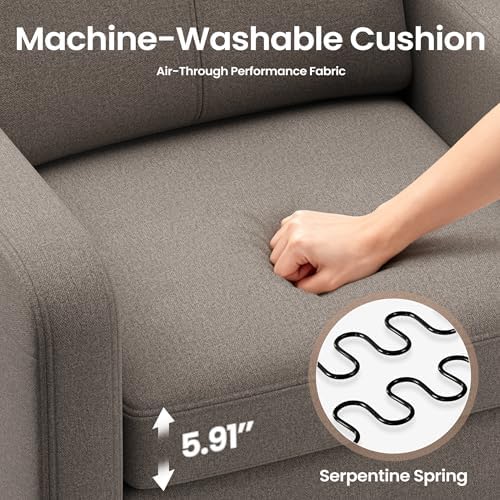 Upholstered Accent Chair with Foldable Side Table for Living Room