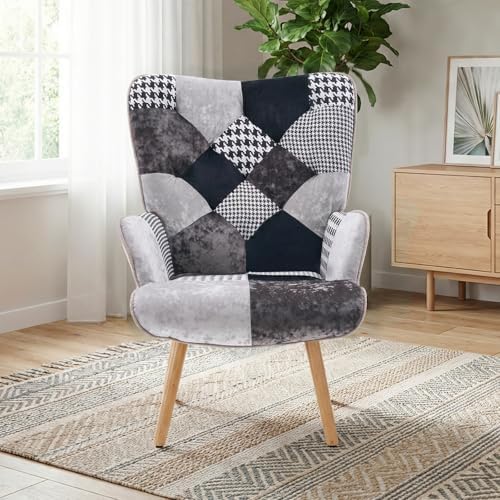 Joysoul Living Room Accent Chair Modern High Back Arm Chair, Houndstooth Patt...