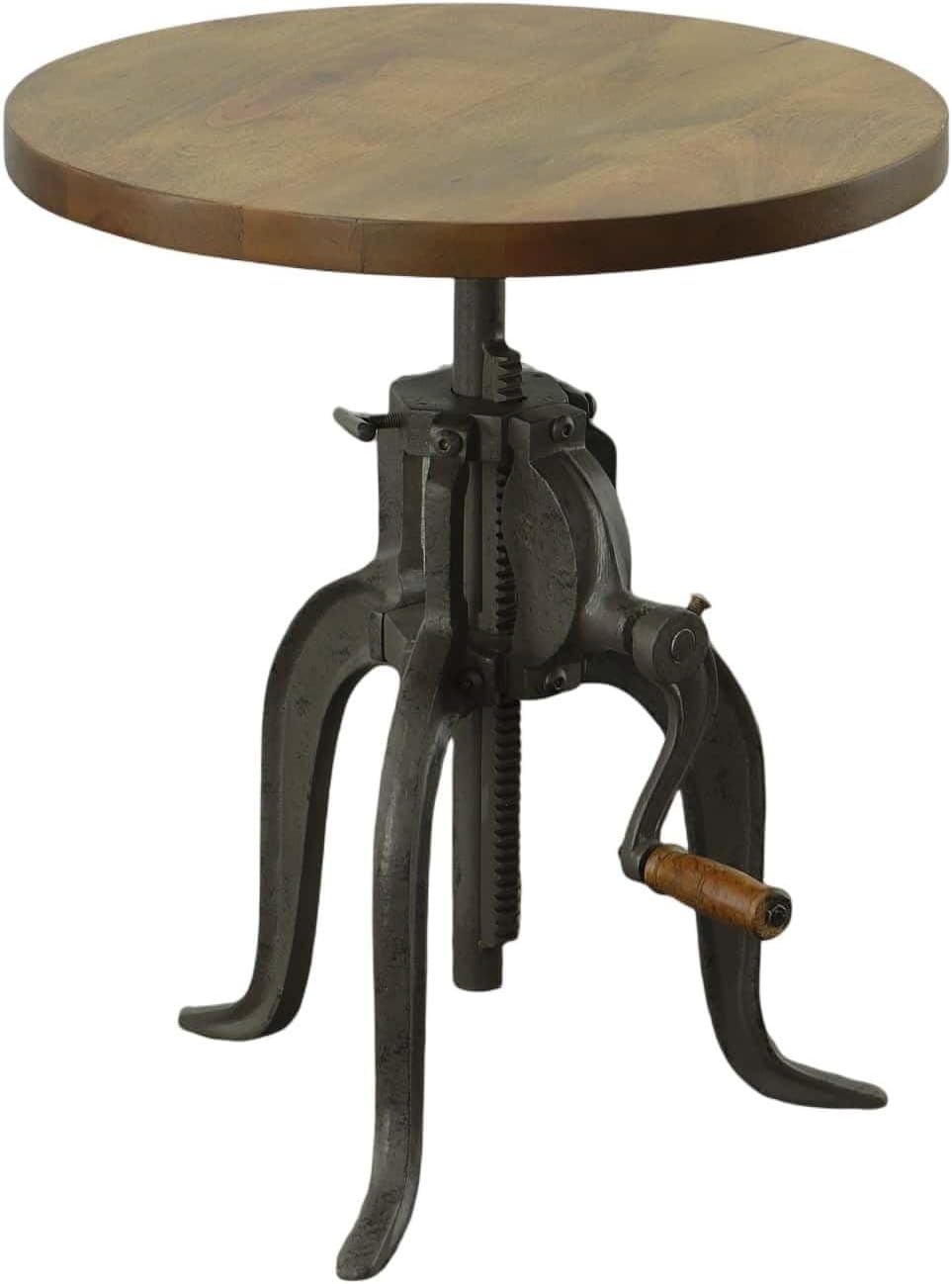 Carolina Chair & Table Adjustable Hand Crank 18" Wooden Top Rustic S...