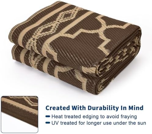 Waterproof 8'x 10' Outdoor Rug for Patio,Reversible Outdoor Plastic S...