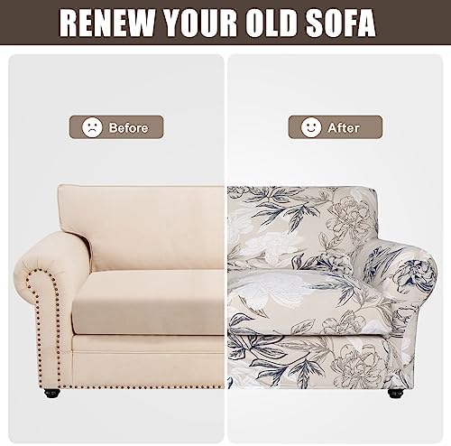 SearchI Stretch Sofa Cover Printed Couch Covers, Floral Pattern 2 Piece Armch...