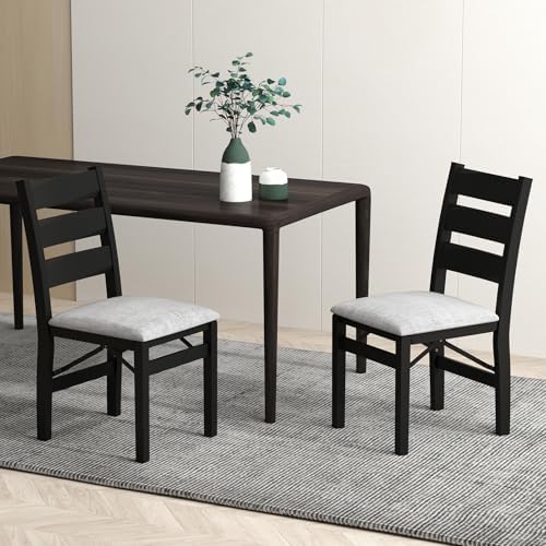 Giantex Modern Folding Dining Chairs Set, Upholstered Kitchen Chairs with Sla...