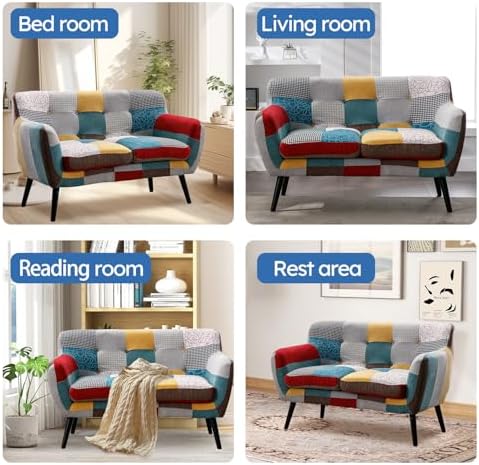 Bonzy Home Modern Colorful 3 Piece Coroful Fabric Sofa Set, Included Accent C...