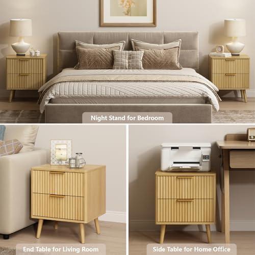 CARPETNAL Fluted Dresser and Nightstand Sets for Bedroom, 3 Pcs Bedroom Set, ...