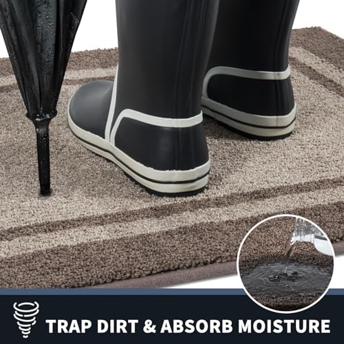 PURRUGS Dirt Trapping Indoor Door Mat, 32" x 48", Beige & Grayi...