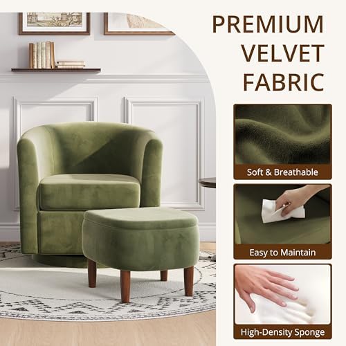 360° Swivel Accent Chair with Storage Ottoman Set of 2