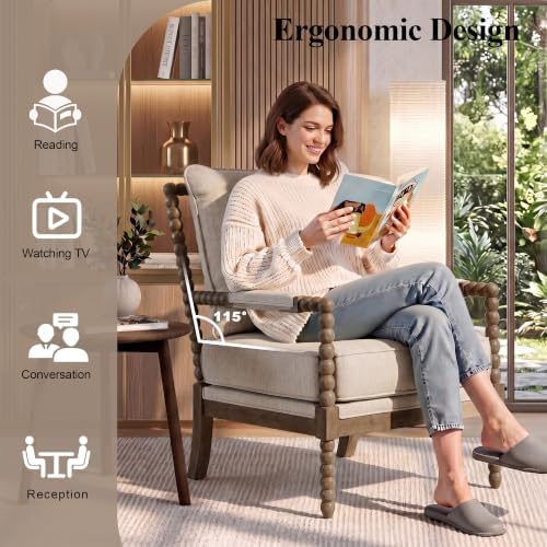DUHOME Linen Fabric Spindle Accent Chairs Set of 2,Living Room Chairs