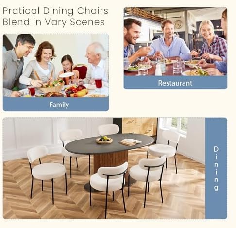DUMOS Dining Chairs Set of 6, Mid Century Modern Chair Round Upholstered Curv...
