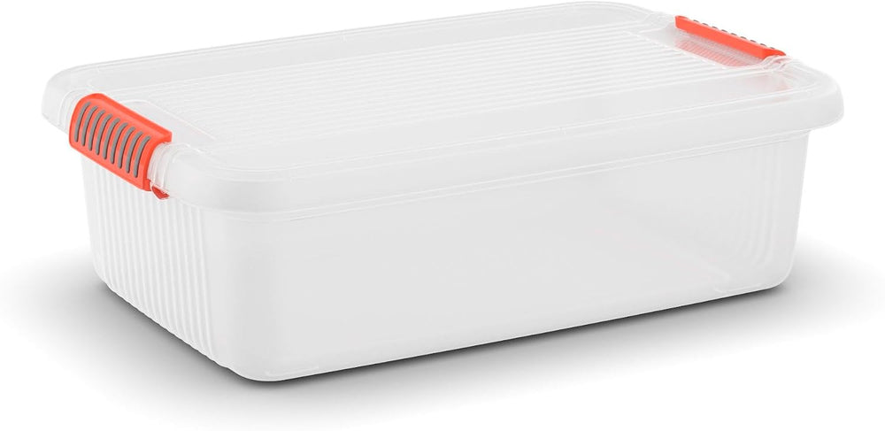 Kis K Latch Storage Box, Transparent/Orange, 59 x 39 x 18 cm