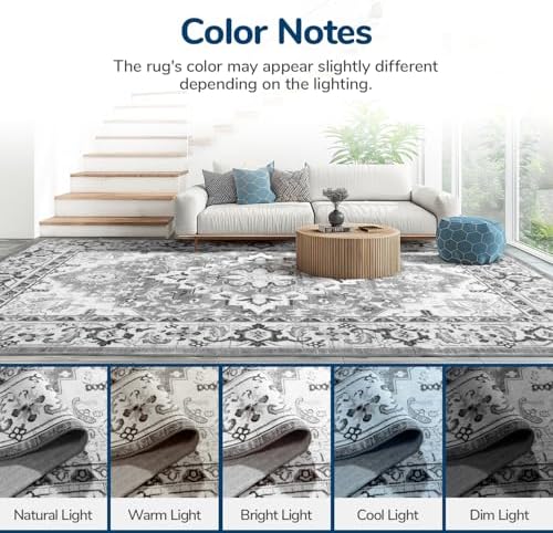 Lessymo 5 x 7 Area Rugs for Living Room, Machine Washable Faux-Wool Rugs