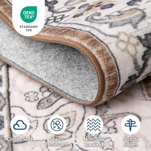 Lessymo 5x7 Area Rug for Living Room Machine Washable Super-Soft Rugs Brown