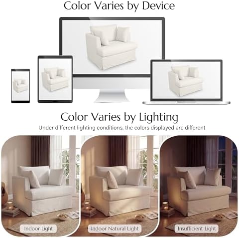 Coastal Accent Armchair for Living Room, 40", Chenille, Beige