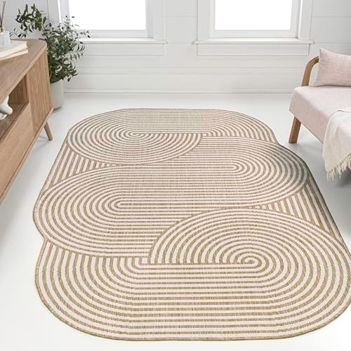 JONATHAN Y Geometric Arch Stripe Indoor Outdoor Area Rug 9X12 Cream/Natural, ...