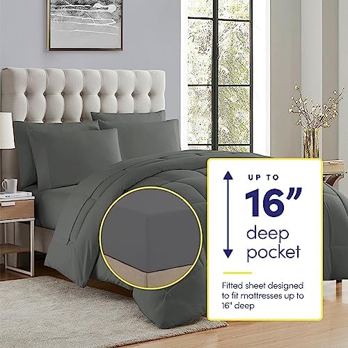 Sweet Home Collection 5 Piece Comforter Set Bag Solid Color All Season Soft D...