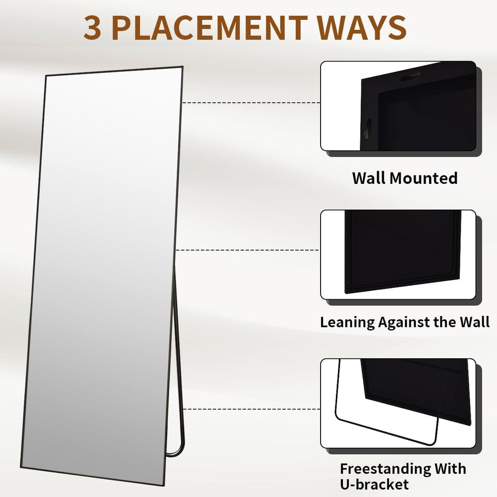 VooBang Mirror Full Length - 21" x 57" Floor Mirror with Stand Black