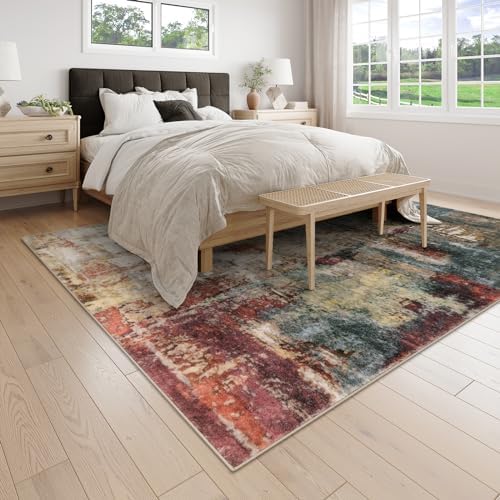 Lahome Modern Abstract Living Room Rug 8x10, Washable 8x10 Area Rugs for Bedr...