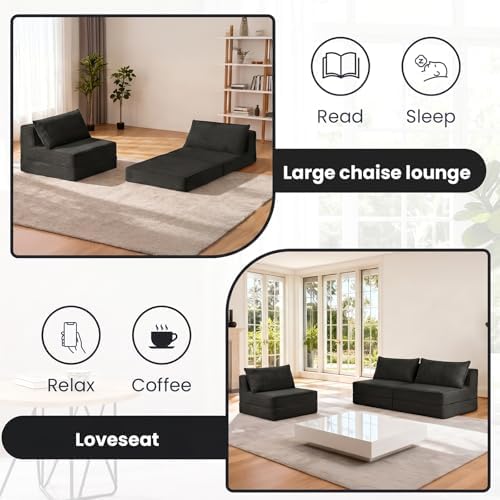 Folding Sofa Bed, Convertible Sleeper Chair with Pillow,Corduroy Comfy Floor ...