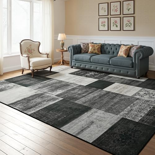 Tepook 8x10 Area Rugs for Living Room, Washable Large Geometric Bedroom Rug
