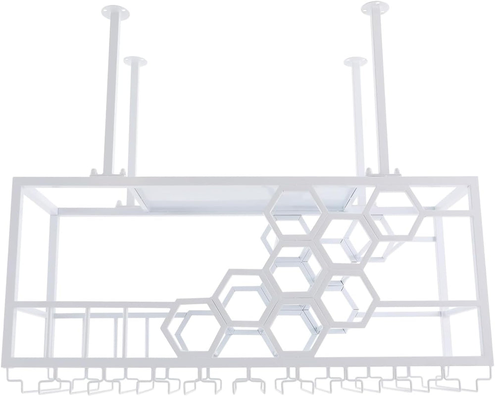Ceiling Wine Glass Rack, 39" Hanging Wine Rack with Glass Holder and She...