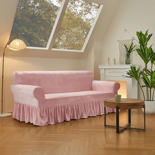 NICEEC Pink Armchair Covers Arm Chair Cover Armchair Slipcovers with Skirt