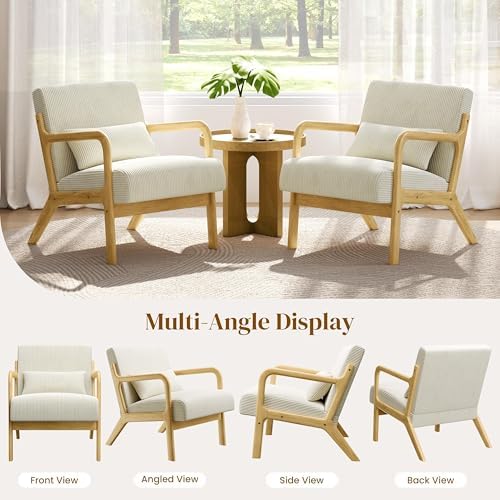 Yaheetech Accent Chair for Living Room, Corduroy Mid Century Modern Reading A...